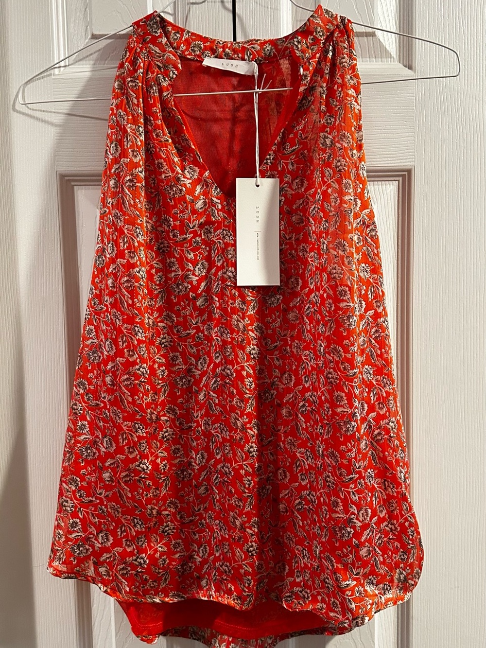 Lush Orange Floral V-Neck Sleeveless Camisole